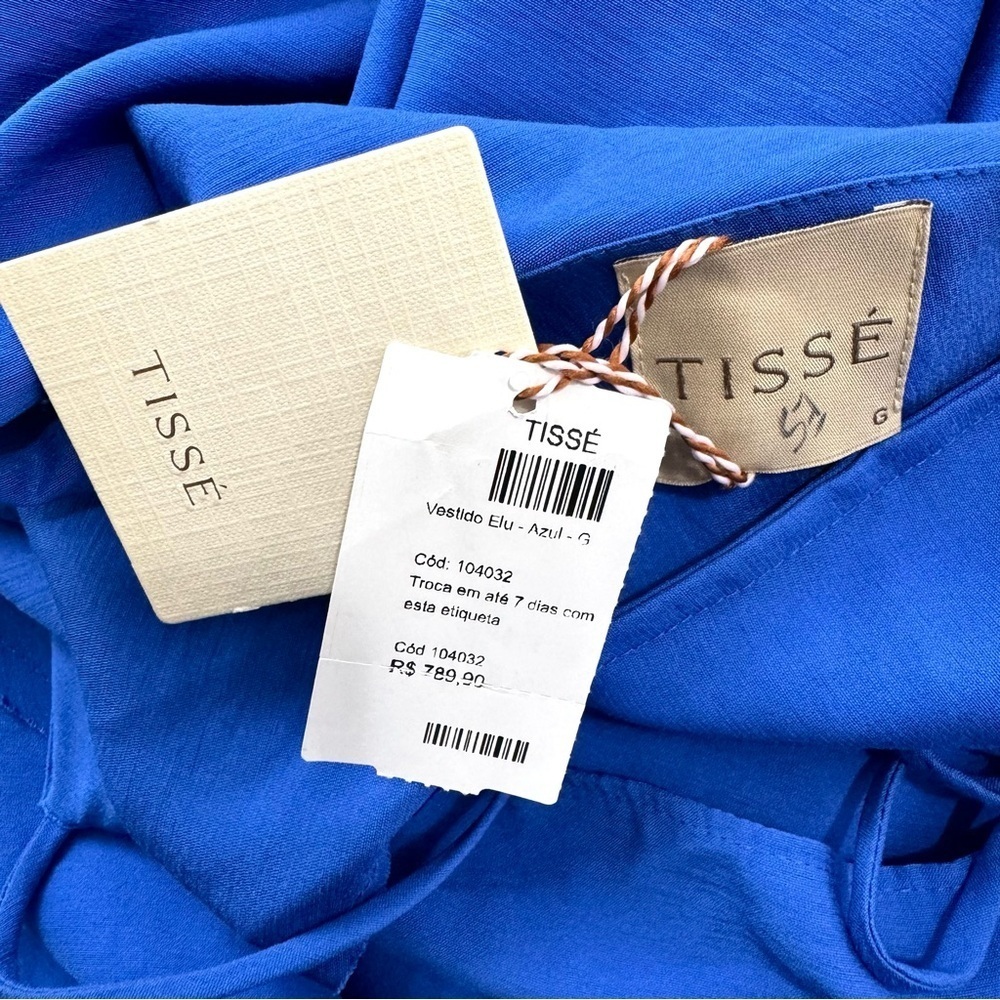 NWT Tisse Brazilian Sz L Royal Blue Mini Dress With Draped Ruffles Boho Grunge - Picture 13 of 16